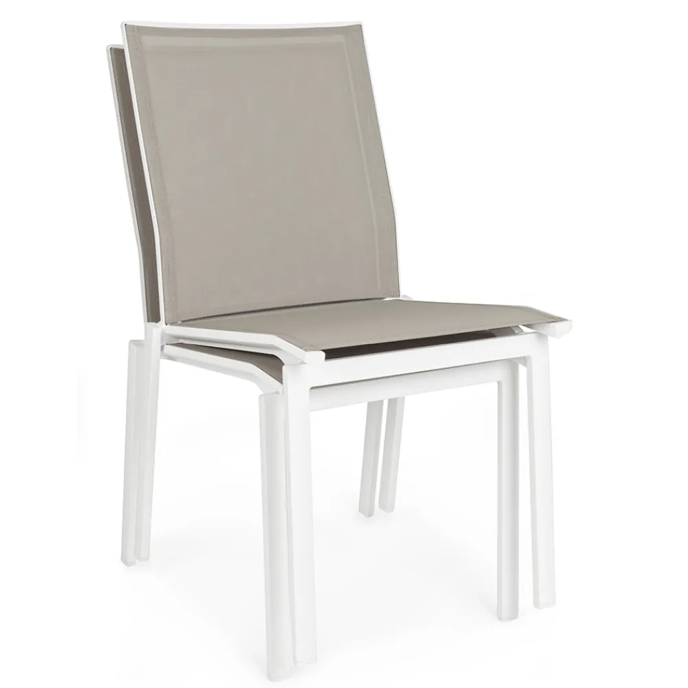 Viadurini in the Garden Gartenstühle Metall-Stapelbarer Gartenstuhl aus Aluminium und Textilene, Homemotion 4 Stück - Serge