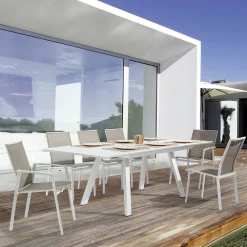 Viadurini in the Garden Gartenstühle Metall-Stapelbarer Gartenstuhl aus Aluminium und Textilene, Homemotion 4 Stück - Serge