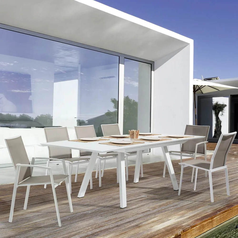 Viadurini in the Garden Gartenstühle Metall-Stapelbarer Gartenstuhl aus Aluminium und Textilene, Homemotion 4 Stück - Serge