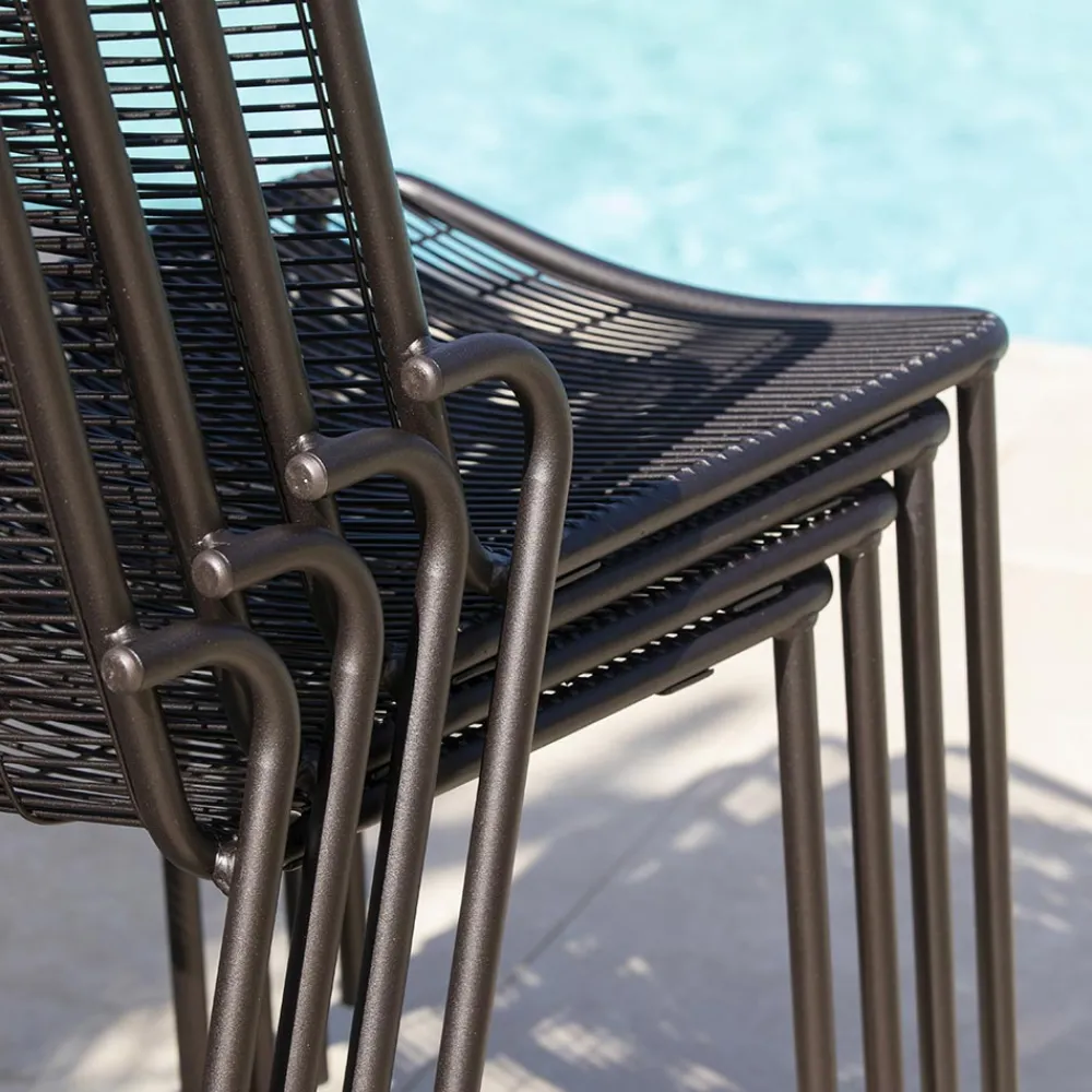 Viadurini in the Garden Gartenstühle Metall-Stapelbarer Gartenstuhl aus verzinktem Metall Made in Italy 4 Stück - Vikas