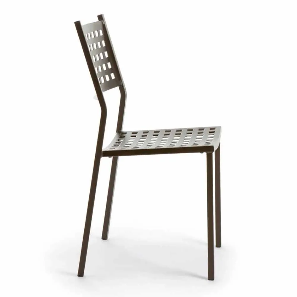 Viadurini in the Garden Gartenstühle Metall-Stapelbarer Gartenstuhl aus lackiertem Metall Made in Italy, 8 Stück - Lina