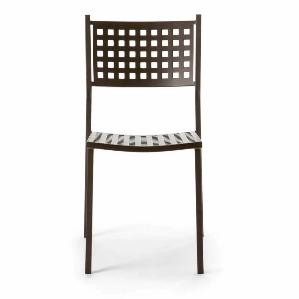 Viadurini in the Garden Gartenstühle Metall-Stapelbarer Gartenstuhl aus lackiertem Metall Made in Italy, 8 Stück - Lina