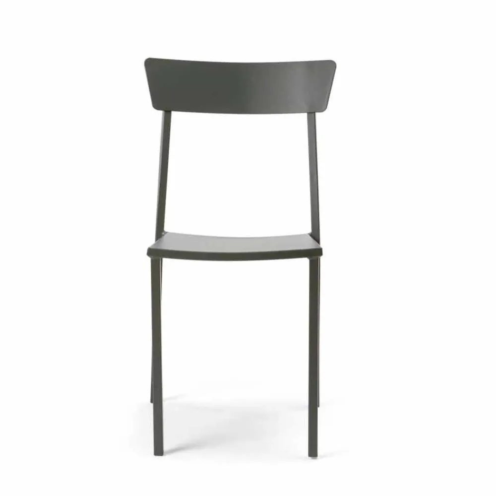 Viadurini in the Garden Gartenstühle Metall-Stapelbarer Gartenstuhl aus lackiertem Metall Made in Italy, 4 Stück - Tüll