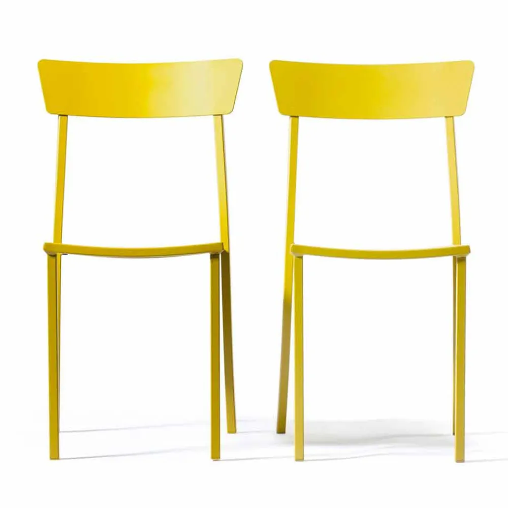 Viadurini in the Garden Gartenstühle Metall-Stapelbarer Gartenstuhl aus lackiertem Metall Made in Italy, 4 Stück - Tüll