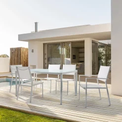 Viadurini in the Garden Gartenstühle Metall-Stapelbarer Gartenstuhl in modernem Design aus Aluminium und Textil - Franz