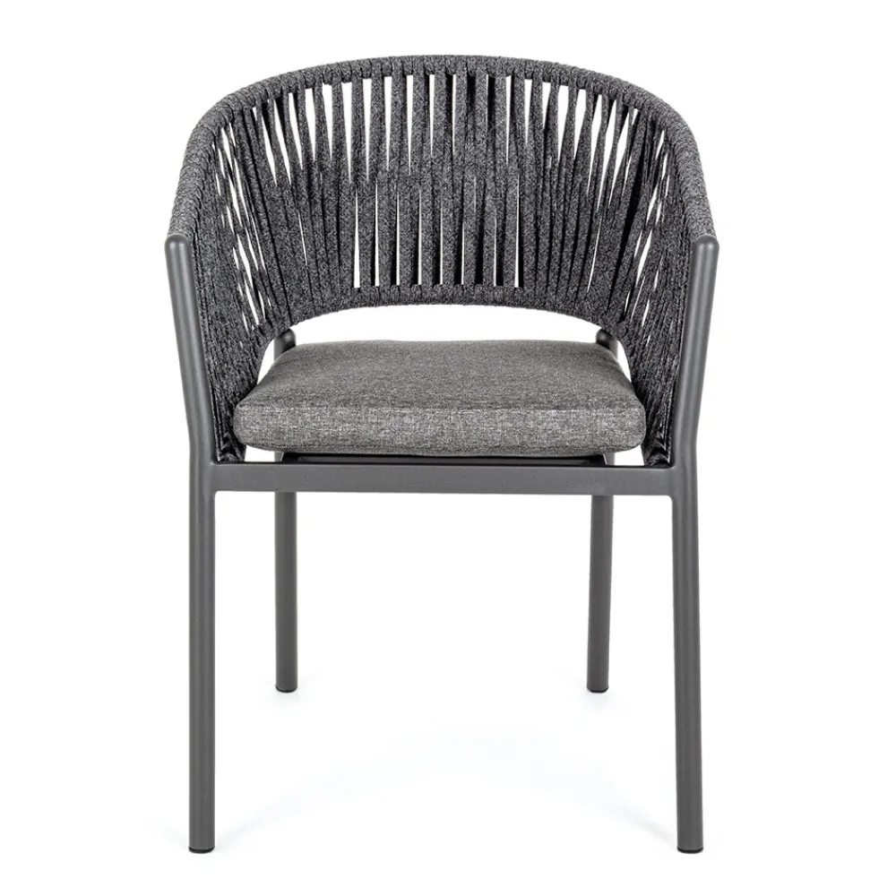 Viadurini in the Garden Gartenstühle Metall-Stapelbarer Gartenstuhl mit Stoffsitz, Homemotion 4 Stück - Aleandro