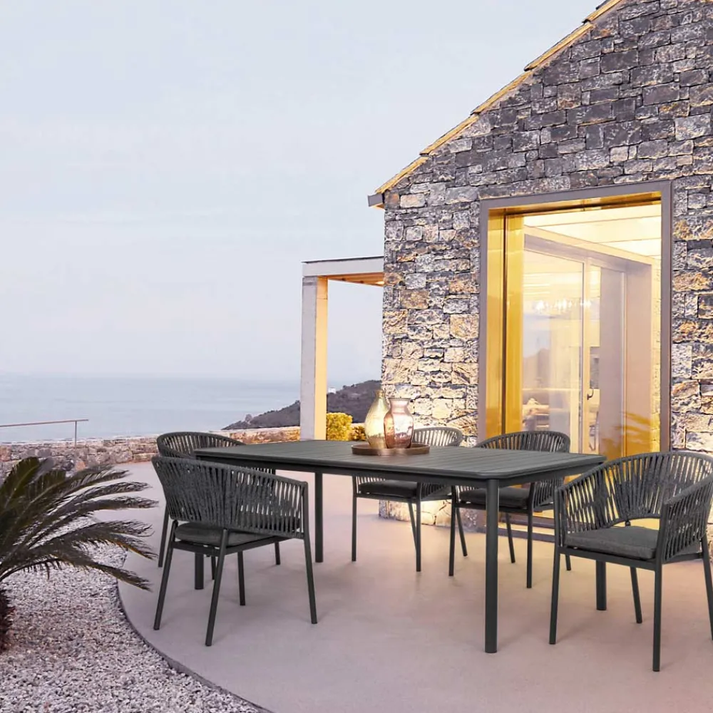 Viadurini in the Garden Gartenstühle Metall-Stapelbarer Gartenstuhl mit Stoffsitz, Homemotion 4 Stück - Aleandro