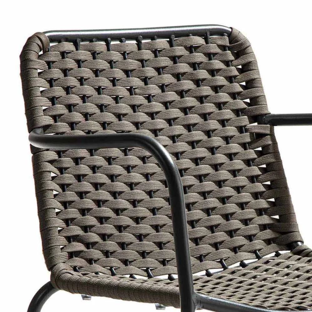 Viadurini in the Garden Gartenstühle Metall-Stapelbarer Gartenstuhl mit Metallarmlehnen und Seil, 4 Stück - Kabarett