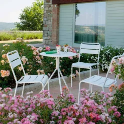 Viadurini in the Garden Gartenstühle Metall-Stapelbarer Outdoor Stuhl pulverbeschichtet Made in Italy, 4 Stück - Amina