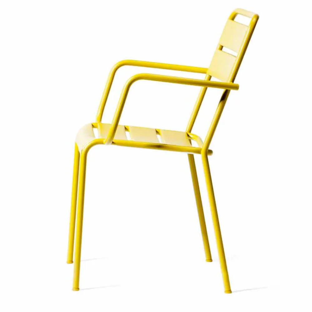 Viadurini in the Garden Gartenstühle Metall-Stapelbarer Outdoor Stuhl pulverbeschichtet Made in Italy, 4 Stück - Amina