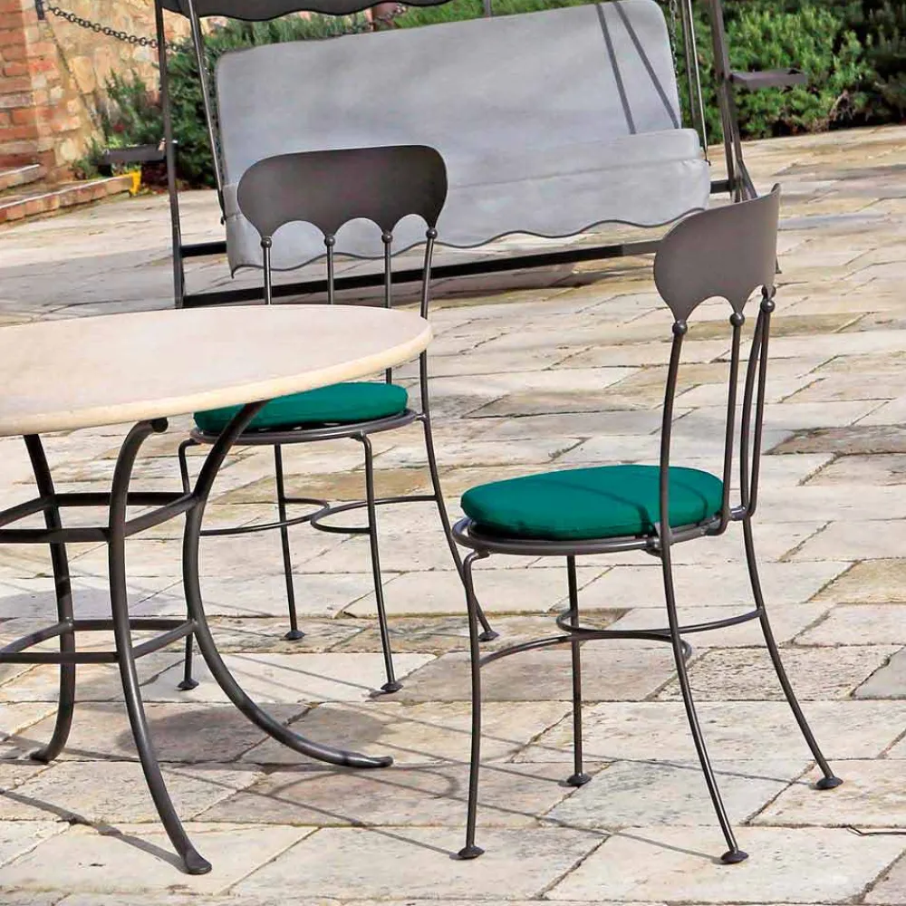 Viadurini in the Garden Gartenstühle Metall-Stapelbarer Outdoor-Eisenstuhl mit Kissen Made in Italy 2 Stück - Allegra