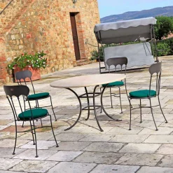 Viadurini in the Garden Gartenstühle Metall-Stapelbarer Outdoor-Eisenstuhl mit Kissen Made in Italy 2 Stück - Allegra