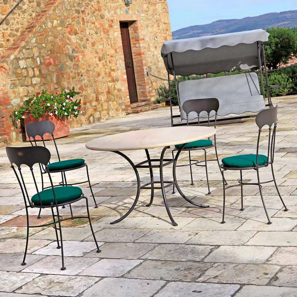 Viadurini in the Garden Gartenstühle Metall-Stapelbarer Outdoor-Eisenstuhl mit Kissen Made in Italy 2 Stück - Allegra