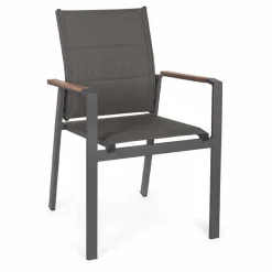 Viadurini in the Garden Gartenstühle Metall-Stapelbarer Outdoor-Stuhl aus Textilene und Anthrazit-Aluminium, 6 Stück - Urban