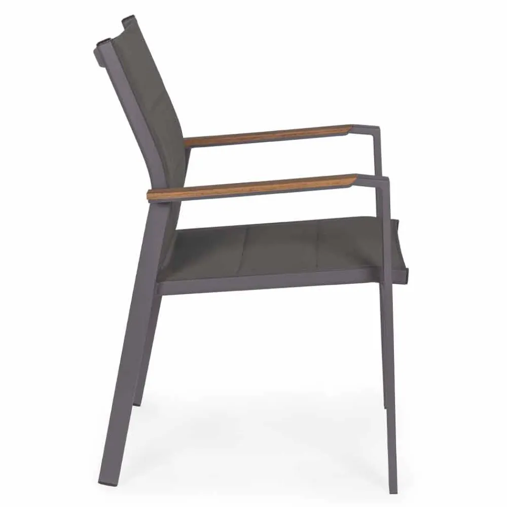 Viadurini in the Garden Gartenstühle Metall-Stapelbarer Outdoor-Stuhl aus Textilene und Anthrazit-Aluminium, 6 Stück - Urban