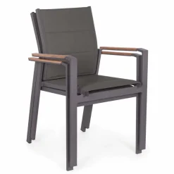 Viadurini in the Garden Gartenstühle Metall-Stapelbarer Outdoor-Stuhl aus Textilene und Anthrazit-Aluminium, 6 Stück - Urban