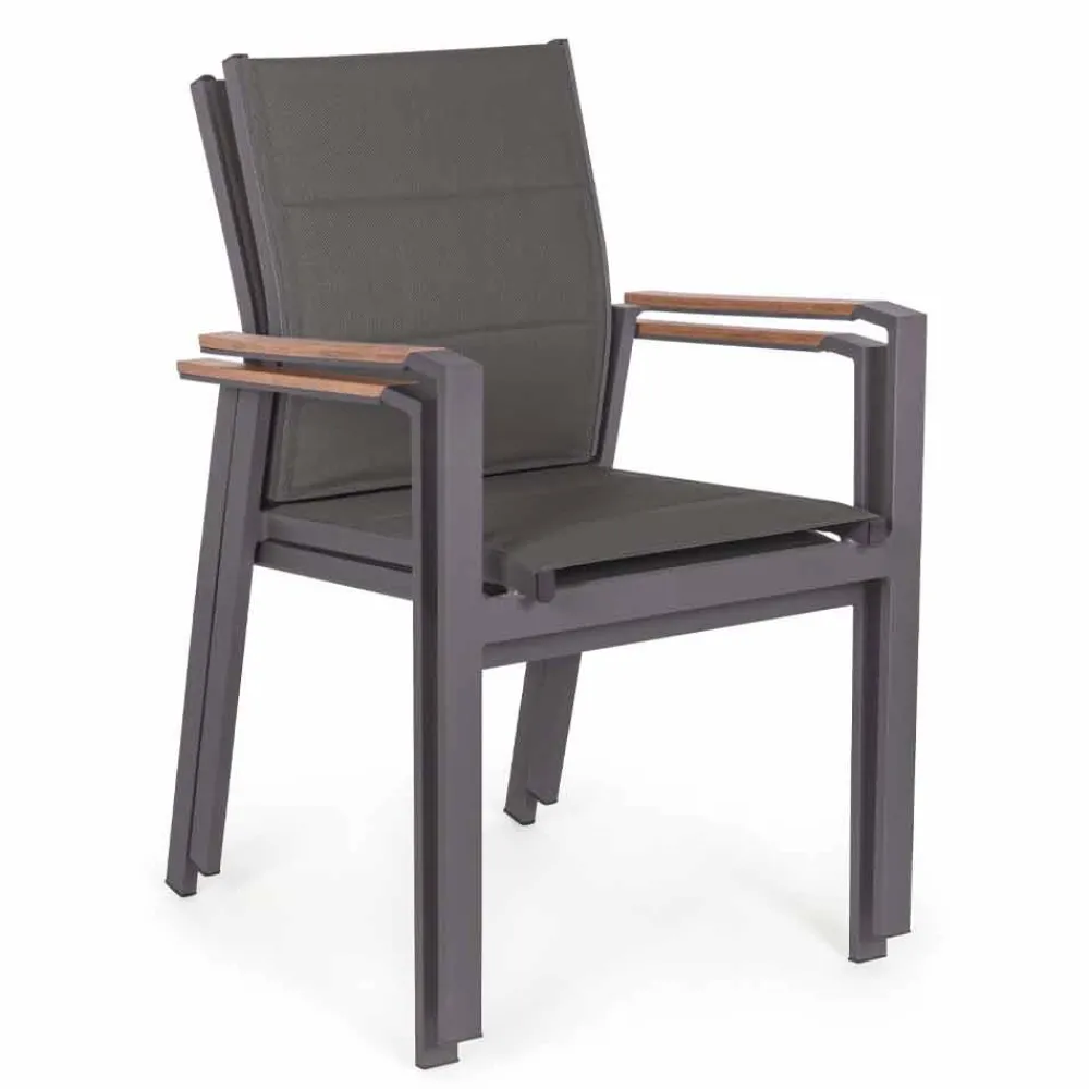 Viadurini in the Garden Gartenstühle Metall-Stapelbarer Outdoor-Stuhl aus Textilene und Anthrazit-Aluminium, 6 Stück - Urban