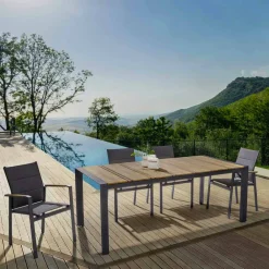 Viadurini in the Garden Gartenstühle Metall-Stapelbarer Outdoor-Stuhl aus Textilene und Anthrazit-Aluminium, 6 Stück - Urban