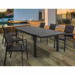 Viadurini in the Garden Gartenstühle Metall-Stapelbarer Outdoor-Stuhl aus Textilene und Anthrazit-Aluminium, 6 Stück - Urban