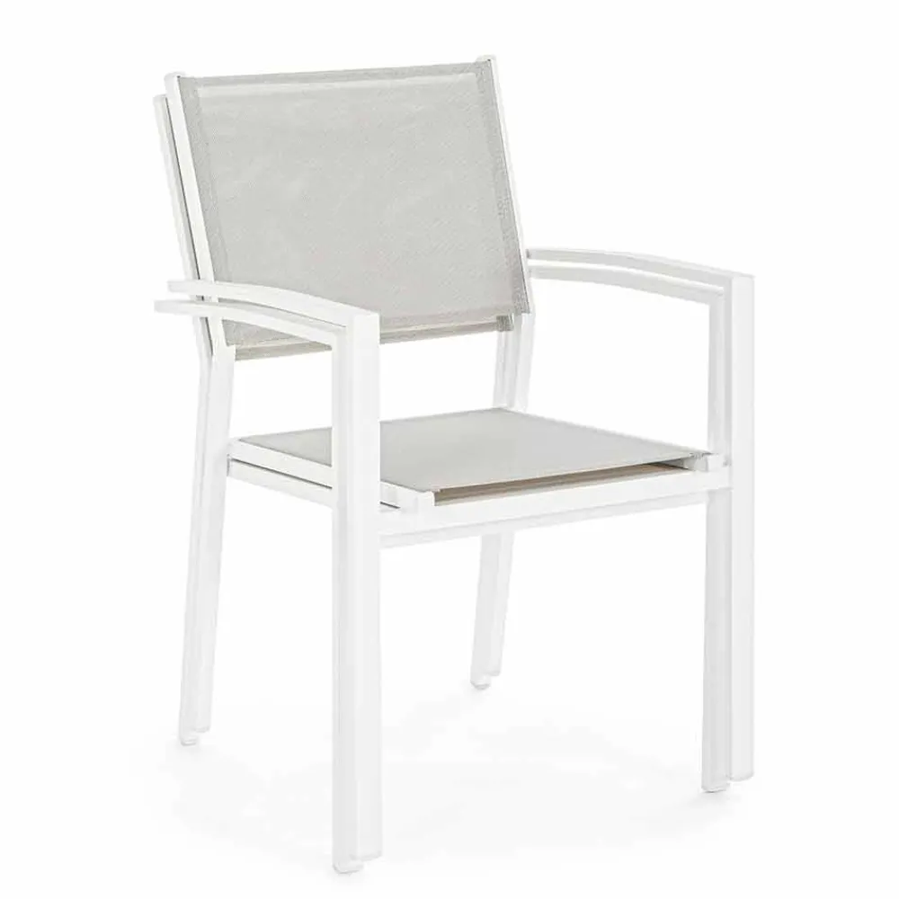 Viadurini in the Garden Gartenstühle Metall-Stapelbarer Outdoor-Stuhl aus Textilene Homemotion, 6-teilig - Narcissa