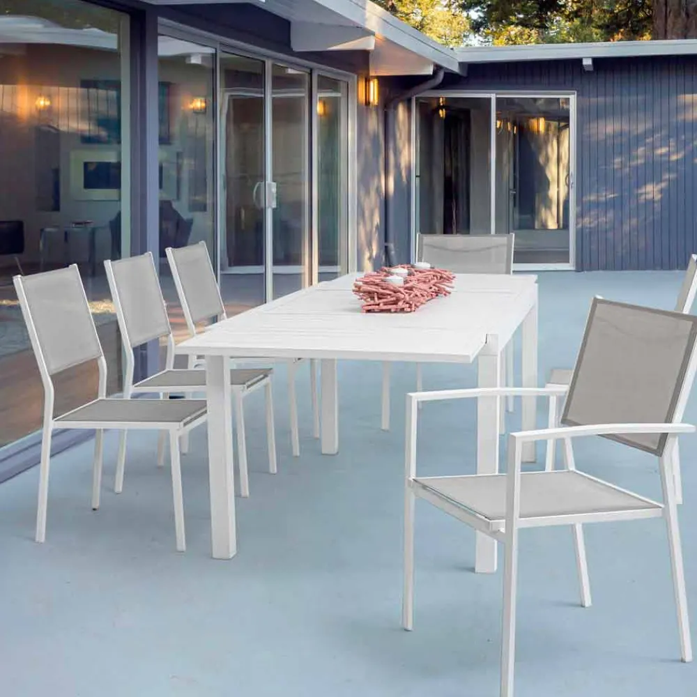 Viadurini in the Garden Gartenstühle Metall-Stapelbarer Outdoor-Stuhl aus Textilene Homemotion, 6-teilig - Narcissa