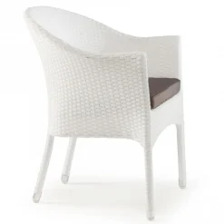 Viadurini in the Garden Metallsessel-Stapelbarer Stuhl aus Aluminium mit weißem Korbgeflecht - Bruma