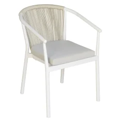 Viadurini in the Garden Gartenstühle Metall-Stapelbarer Stuhl mit Aluminiumsitz mit Kissen und Seilrücken - Aria