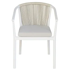 Viadurini in the Garden Gartenstühle Metall-Stapelbarer Stuhl mit Aluminiumsitz mit Kissen und Seilrücken - Aria