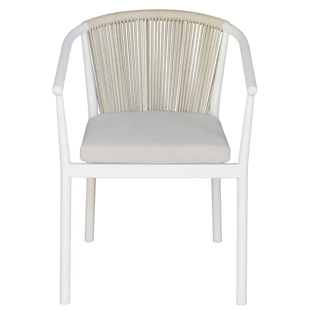 Viadurini in the Garden Gartenstühle Metall-Stapelbarer Stuhl mit Aluminiumsitz mit Kissen und Seilrücken - Aria