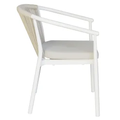 Viadurini in the Garden Gartenstühle Metall-Stapelbarer Stuhl mit Aluminiumsitz mit Kissen und Seilrücken - Aria