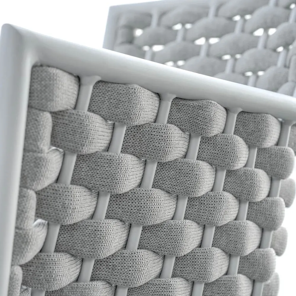 Viadurini in the Garden Gartenstühle Metall-Stapelbarer Stuhl mit gepolsterten Seilarmlehnen und Rückenlehne - Gardenia