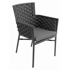 Viadurini in the Garden Gartenstühle Metall-Stapelbarer Stuhl mit gepolsterten Seilarmlehnen und Rückenlehne - Gardenia