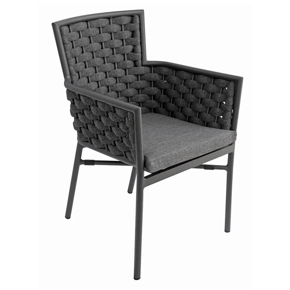 Viadurini in the Garden Gartenstühle Metall-Stapelbarer Stuhl mit gepolsterten Seilarmlehnen und Rückenlehne - Gardenia