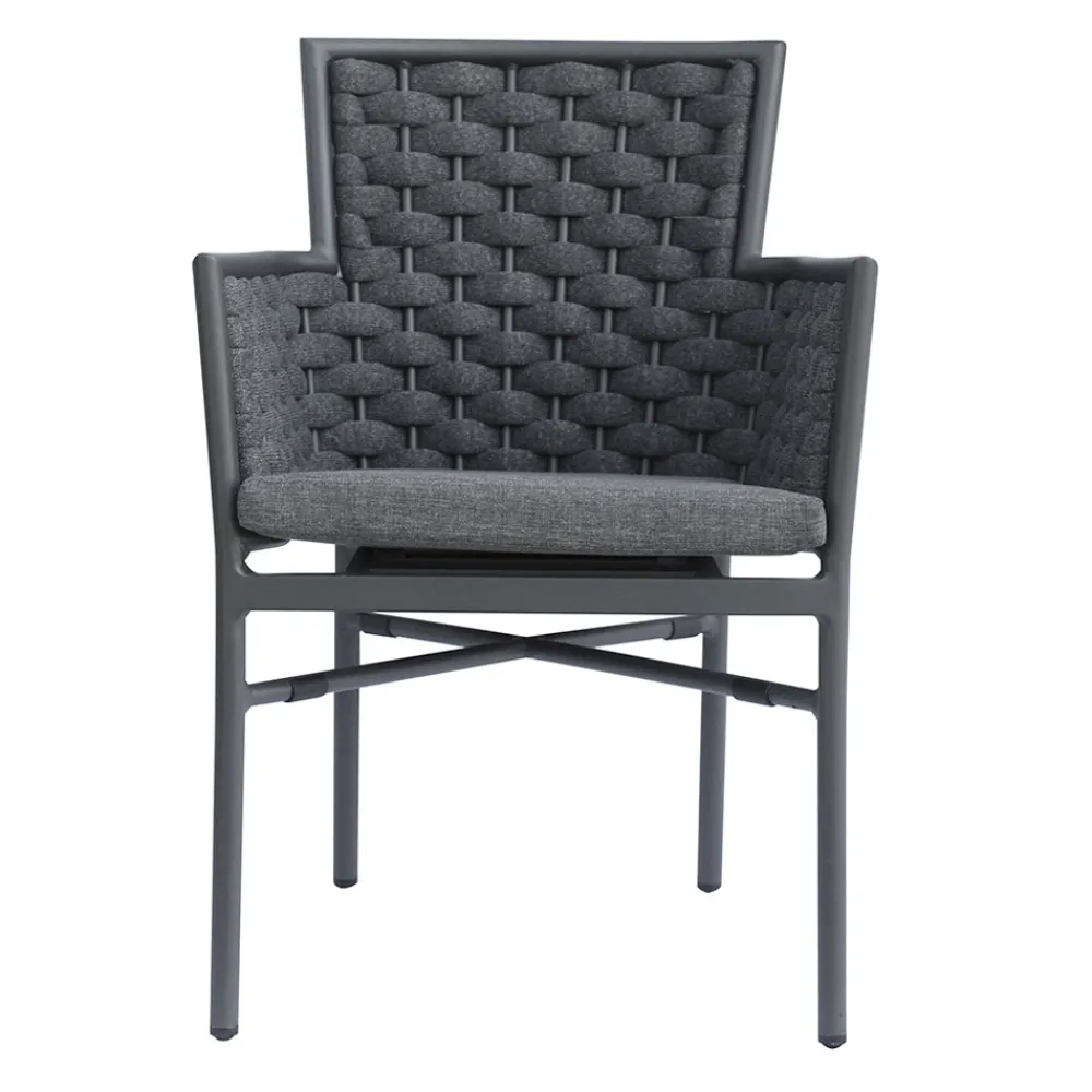 Viadurini in the Garden Gartenstühle Metall-Stapelbarer Stuhl mit gepolsterten Seilarmlehnen und Rückenlehne - Gardenia