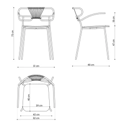 Viadurini Living Moderne Stühle-Stapelbarer Stuhl mit Metallstruktur und Seil Made in Italy, 2 Stück - Trosa