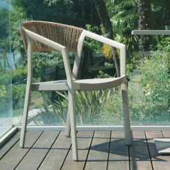 Viadurini in the Garden Gartenstühle Metall-Stapelbarer Stuhl mit Textilene-Sitz und Twist Wicker Back - Passion