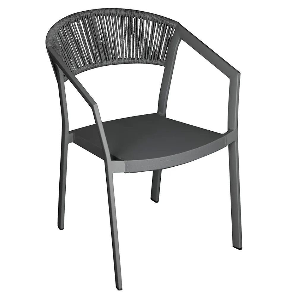 Viadurini in the Garden Gartenstühle Metall-Stapelbarer Stuhl mit Textilene-Sitz und Twist Wicker Back - Passion