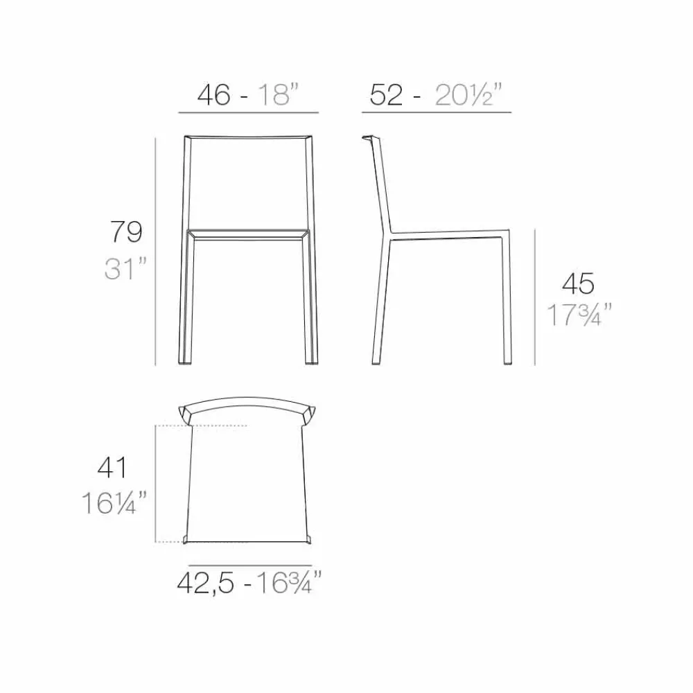 Vondom Gartenstühle Kunststoff-Stapelbarer Stuhl Quartz im Freien, modernes Design, 4 Stück