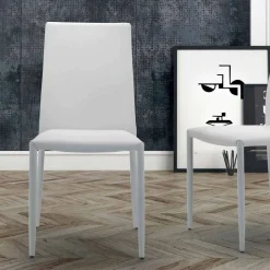 Viadurini Living Moderne Stühle-Stapelbarer Wohnzimmerstuhl, gepolstert und gepolstert mit Öko-Leder – Monamour