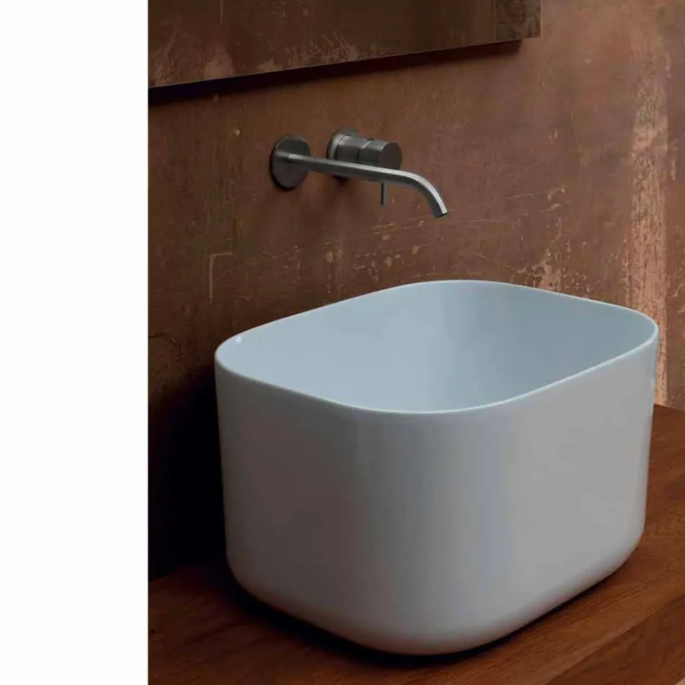 Viadurini Bathroom Farbige Waschbecken-Star Rechteckiges Aufsatzwaschbecken aus Keramik in modernem Design 50x40cm