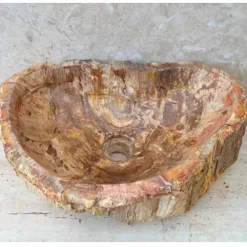 Viadurini Bathroom Steinwaschbecken-Star-Aufsatzwaschbecken aus fossilem Holz, ein einzigartiges Designstück