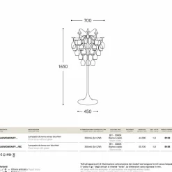 Aldo Bernardi Designer Stehlampen-Stehlampe 30 umgekippte Gläser Sauvignon von