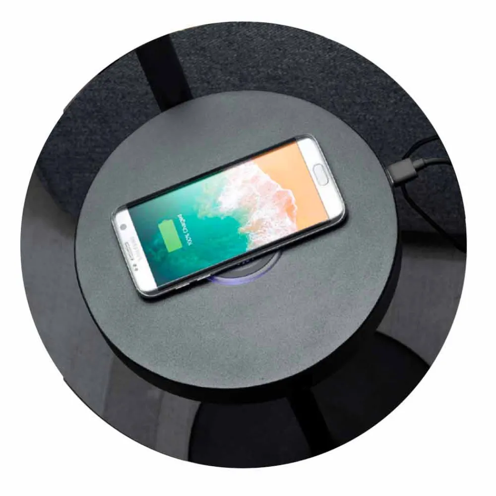 Viadurini Lighting Moderne Stehlampen-Stehlampe aus Black Metal und Rattan mit Regal Made in Italy - Livia