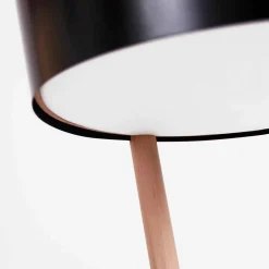 Viadurini Lighting Moderne Stehlampen-Stehlampe aus Holz und Metall mit Details aus veganem Leder - Avetta