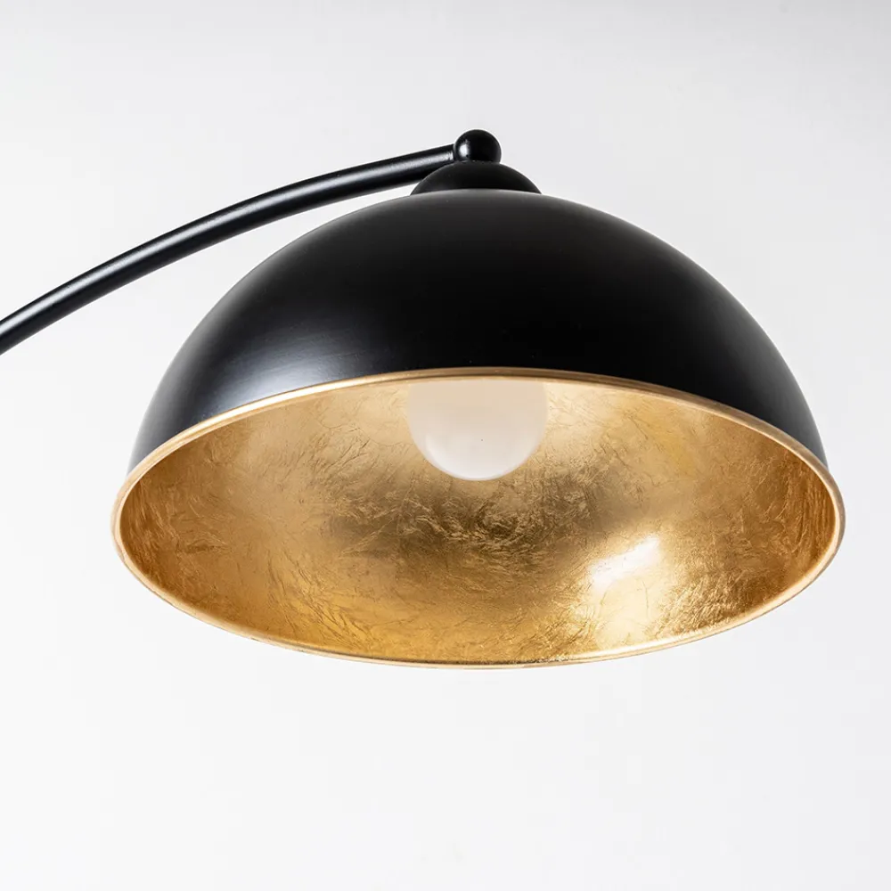 Viadurini Lighting Moderne Stehlampen-Stehlampe aus schwarzem und goldenem Metall mit verstellbarem Lampenschirm - Steave