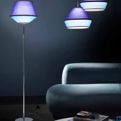 Viadurini Lighting Moderne Stehlampen-Stehlampe aus verchromtem Metall mit Stofflampenschirm Made in Italy - Soja
