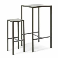 Viadurini in the Garden Gartentische Fest-Stehtisch mit 4 Außenhockern aus lackiertem Metall Made in Italy - Fada