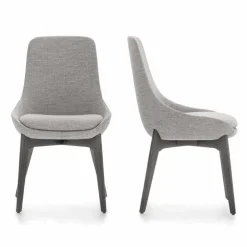 Viadurini Living Moderne Stühle-Stoff Esszimmerstuhl mit Holzsockel Made in Italy - Kokosnuss