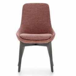 Viadurini Living Moderne Stühle-Stoff Esszimmerstuhl mit Holzsockel Made in Italy - Kokosnuss