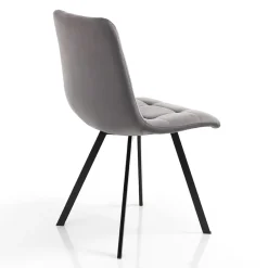 Viadurini Living Moderne Stühle-Stoffküchenstuhl mit schwarzen Metallbeinen 4 Stück - Hellblau